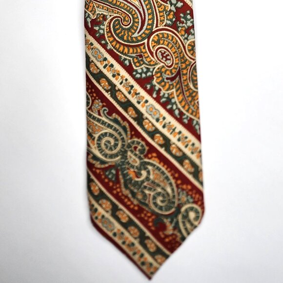 JOHN COMFORT Men's 100% Silk Necktie ENGLAND Designer Paisley Red/Multi EUC - Picture 5 of 7